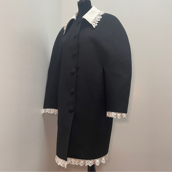 NEW! Shushu/Tong- Black Round Sleeve Coat White Collar UK 10 US 6 Oversized - Picture 8 of 15